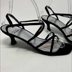 Stuart Weitzman Black Strappy Sandal with Kitten